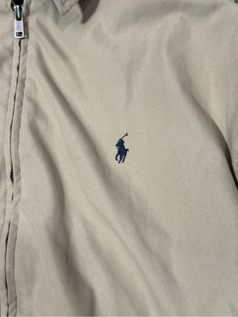 Polo Ralph Lauren Vintage Jacket Mens L Tan Harrington Full Zip Windbreaker